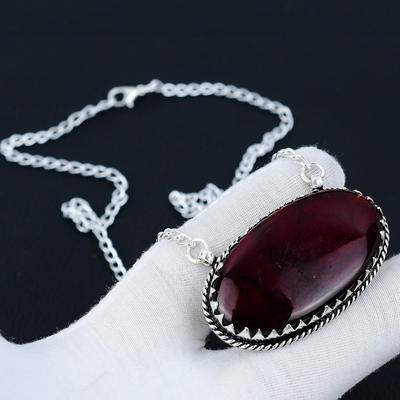 Red Flash Labradorite Gemstone Jewelry Necklace, Dyed Labradorite 925 Sterling Silver Charm Necklace For Wedding Gift, Necklace For Women