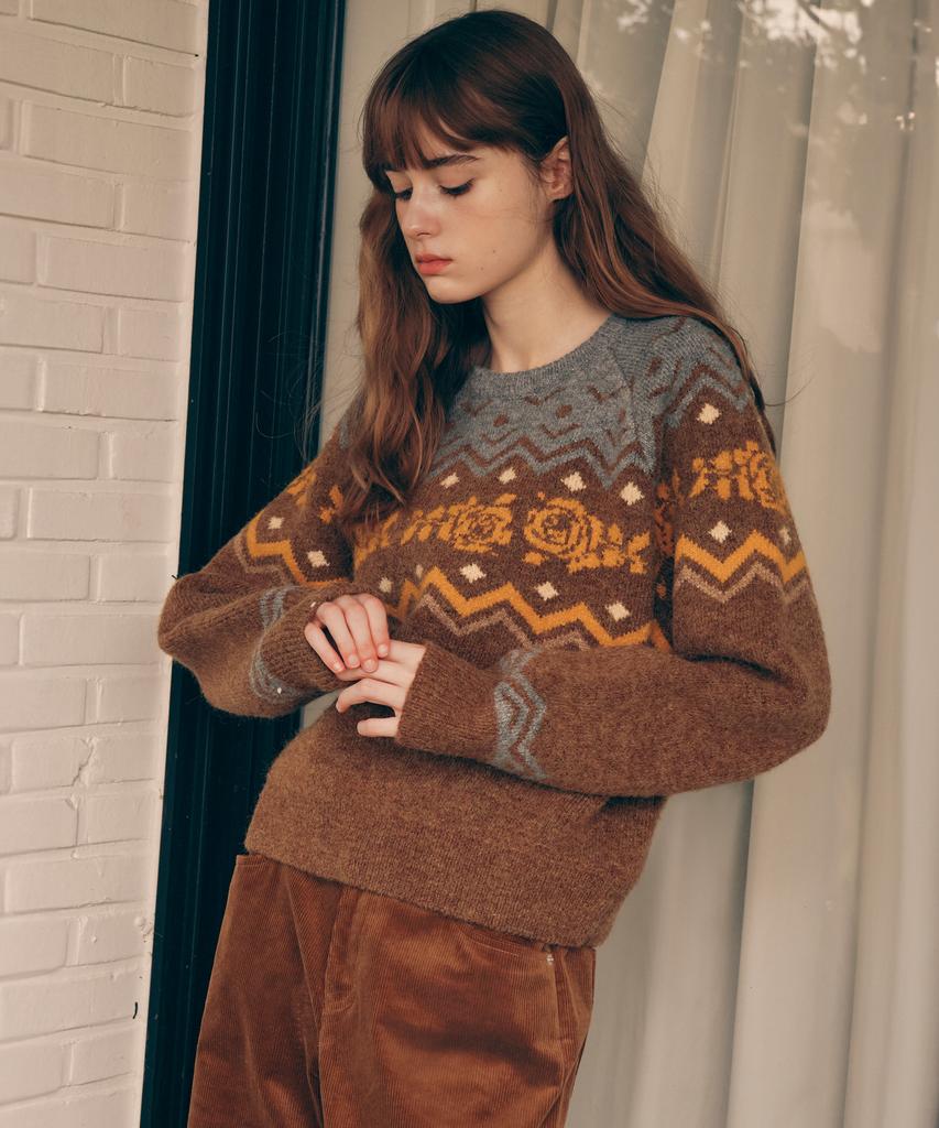 ROLAROLA Nordic Knit Pullover Brown