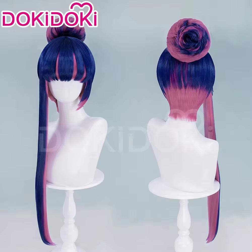 Bas Pantalon Armurier Bitchh Perruque Anime DokiDoki Halloween Cheveux Longs Dégradés Bas Cosplay Boucles d'Oreilles Casquette de Perruque Gratuite One Size&PRE-SALE blue