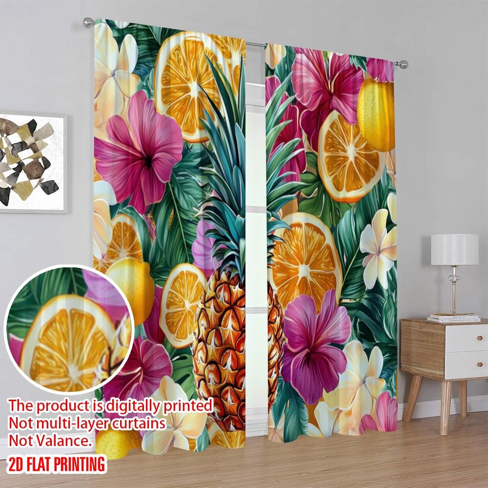 2pcs,2D plane printing Popular Curtain Panels Tropical Bliss Polyester Fabric (without rod) Decorations For Home Perfect for