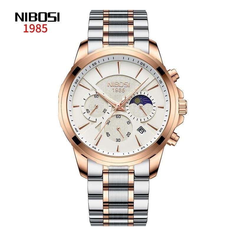 Fashion New Gold Sun Moon Stars Men'S Moon Phase Watch Solid Steel Belt Calendar Men'S Watch