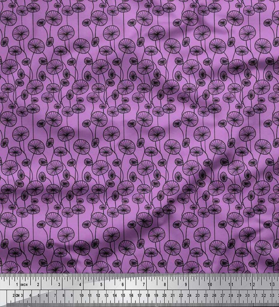 Soimoi Japan Crepe Satin Fabric Artistic Floral Decor Fabric Printed Metre 42 Inch