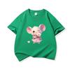 Kids Cotton T Shirt Little Mouse With Daisy Flower Print Crew Neck Short Sleeve Tee Casual Boys Girls Summer Tops
