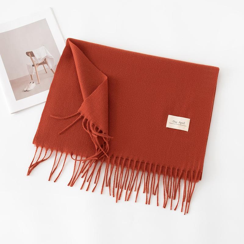 Cashmere feel solid color scarf women's imitation cashmere autumn and winter atmosphere versatile medium and long shawl scarf