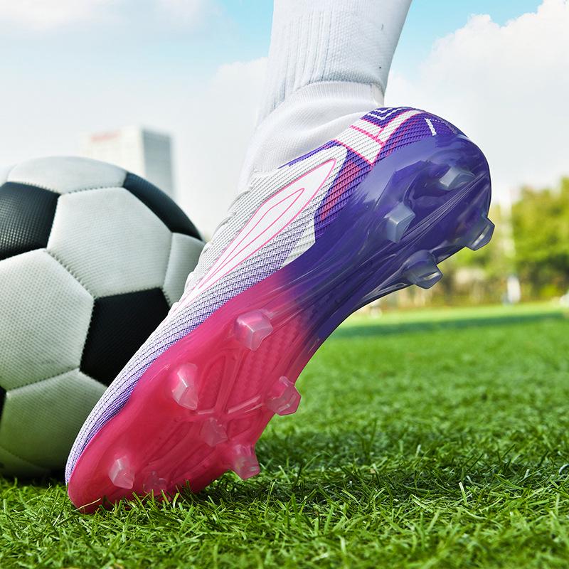 Unisex High-Top FG Studs Non-Slip Football Shoes for Teens & Adults - Wear-Resistant Outdoor Sports Cleats