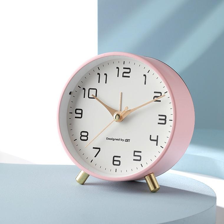 Nordic Light Luxury Quiet Alarm Clock Students Use A Simple Clock with A Frosted Metal Table Clock Alarm Clock