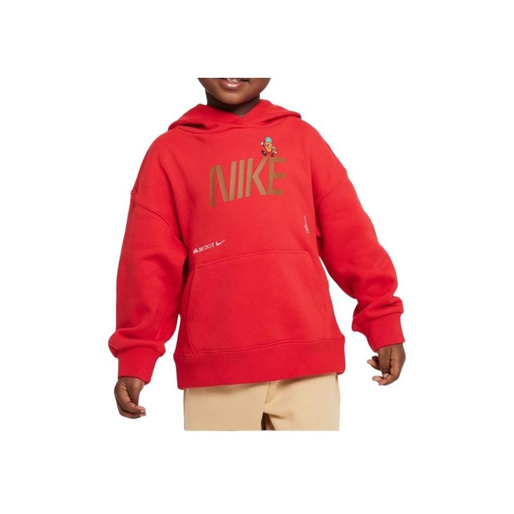 Nike Cny Series Letter Logo Cartoon Pattern Printed Hoodie Kids Hoodies University-Red FD6996-657