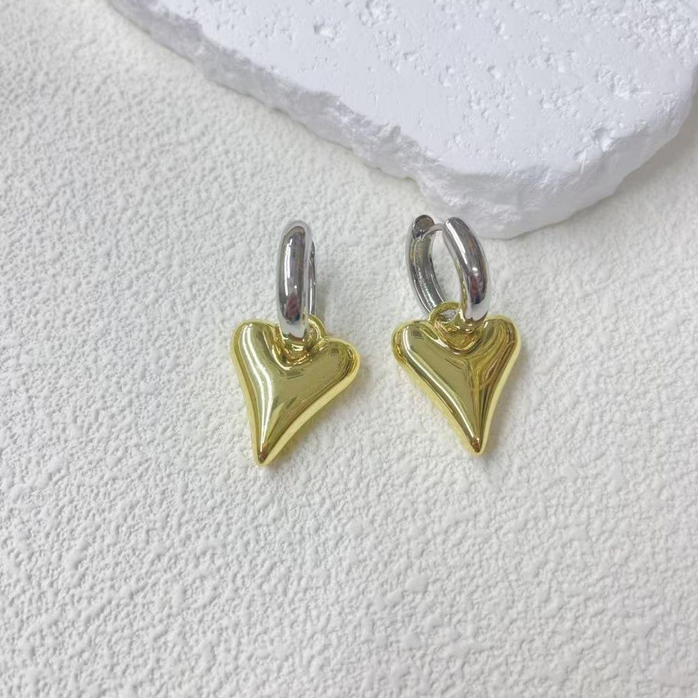 

Медные преувеличенные трехмерные полые двухцветные серьги-пусеты в виде цветка любви, ювелирные изделия, модные, темпераментные, женский подарок