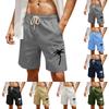 Herrtryck Bomull Linne Casual Shorts Herr Mode Badshorts