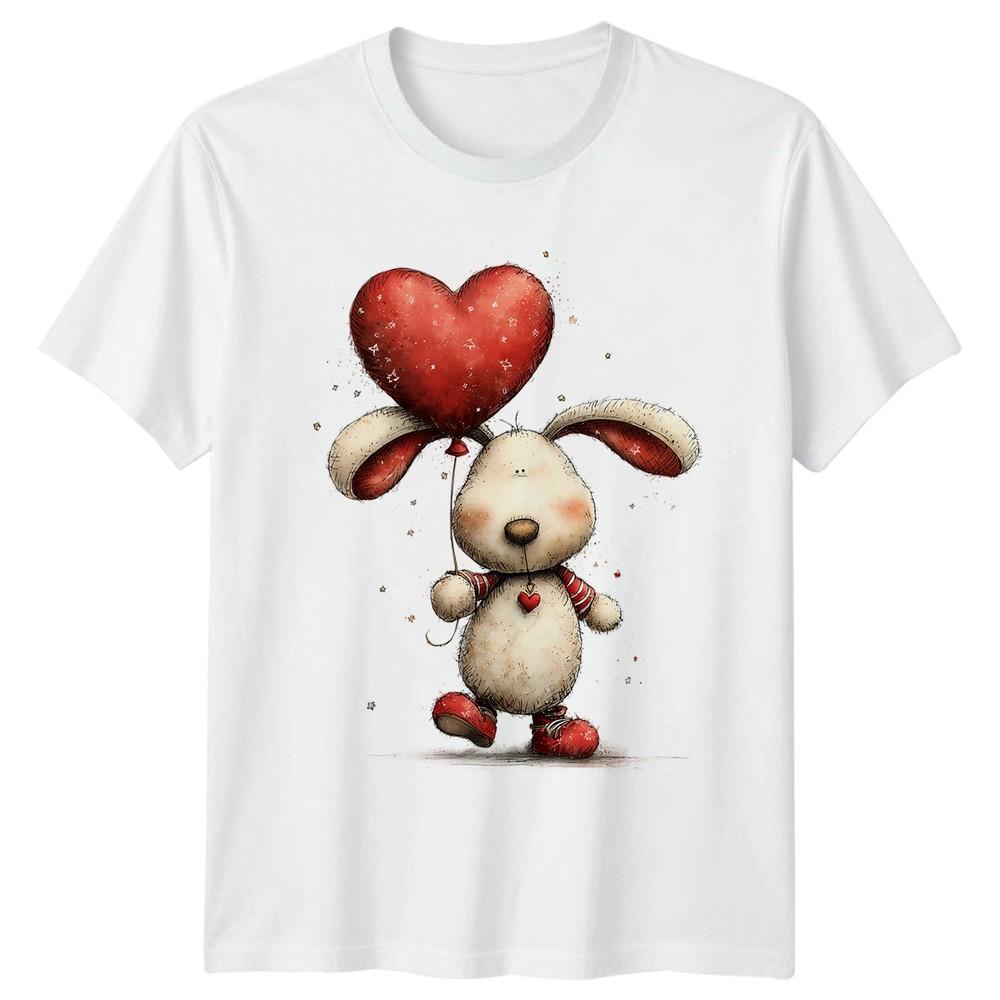 Bunny With Heart Valentines Day Unisexs TShirt Unisexs Tee Graphic Unisex Top S
