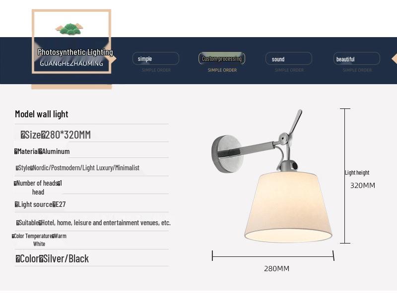 Verstellbare LED-Wandleuchte für Büro, Schlafzimmer und Hotelzimmer