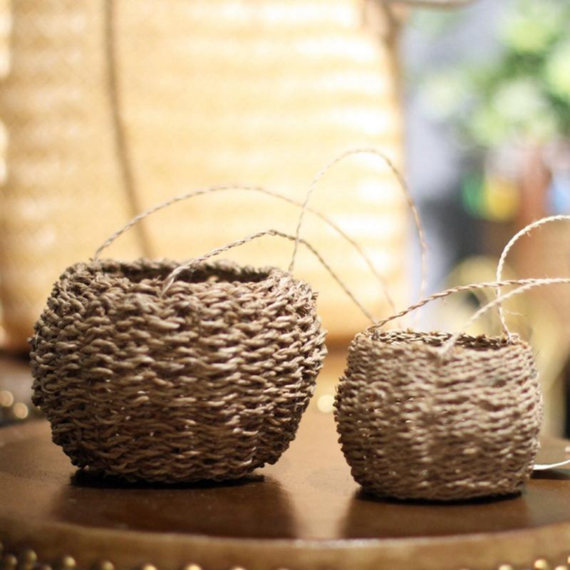 Rope Handwoven Gardening Hanging Basket Storage Basket Rattan Wall Mounted Plant Pot