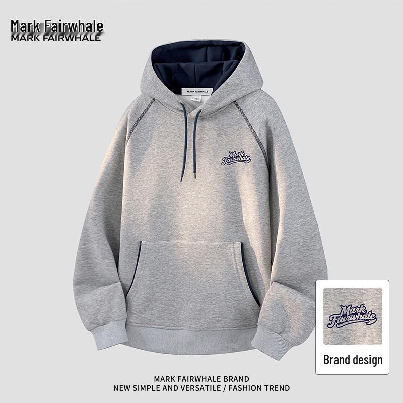 MARK FAIRWHALE American Style Color-Block Hooded Pullover Sweatshirt