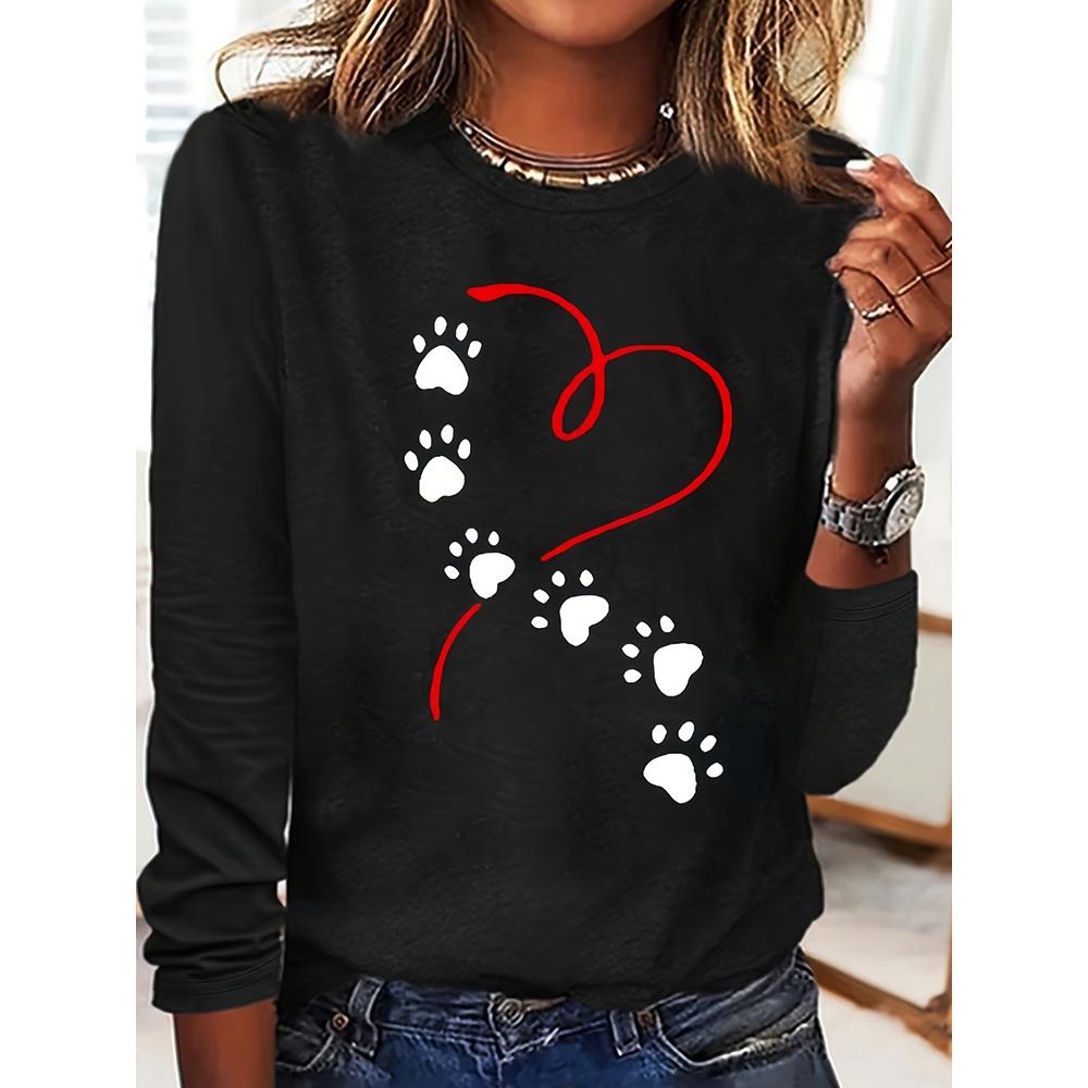 New 3D Heart Patterned Women's Long-Sleeved Round-neck T-Shirt Women's Urban Fashion Long-Sleeved Top For Autumn And Winter