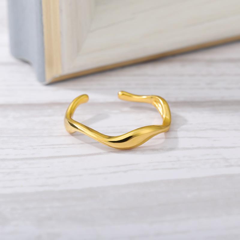Stainless Steel Simple Fashion Weave Golden Ring For Women Temperament Jewelry