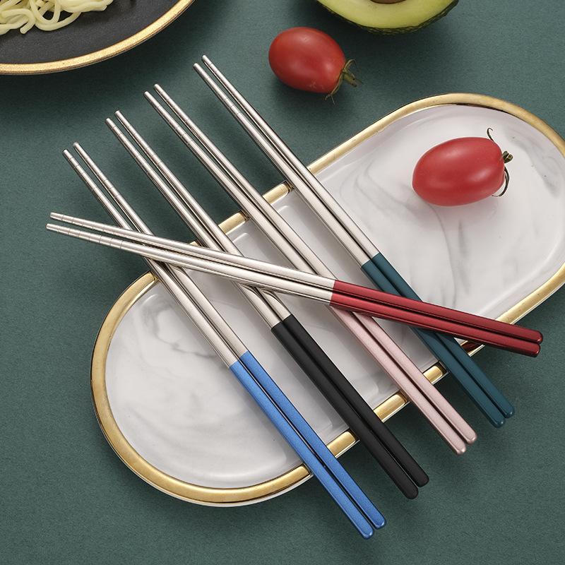 304 Stainless Steel Chopstick Lunch Tableware Travel Portable Chopsticks With Storage Box Holder Dinnerware Kitchen Accessories