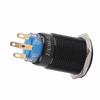 19mm 12 24V LED ON OFF Black Waterproof Selflocking Latch Push Button Flate Switch