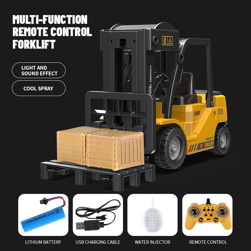 Non-Toxic Remote Control Forklift Truck Rc Car Electric Crane Spray Acousto-Optic Engineering Vehicles Toys For Children Child Birthday Gifts
