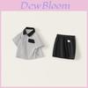 Summer Kids Outfit Cotton Short Sleeve Striped Shorts Set For Boys