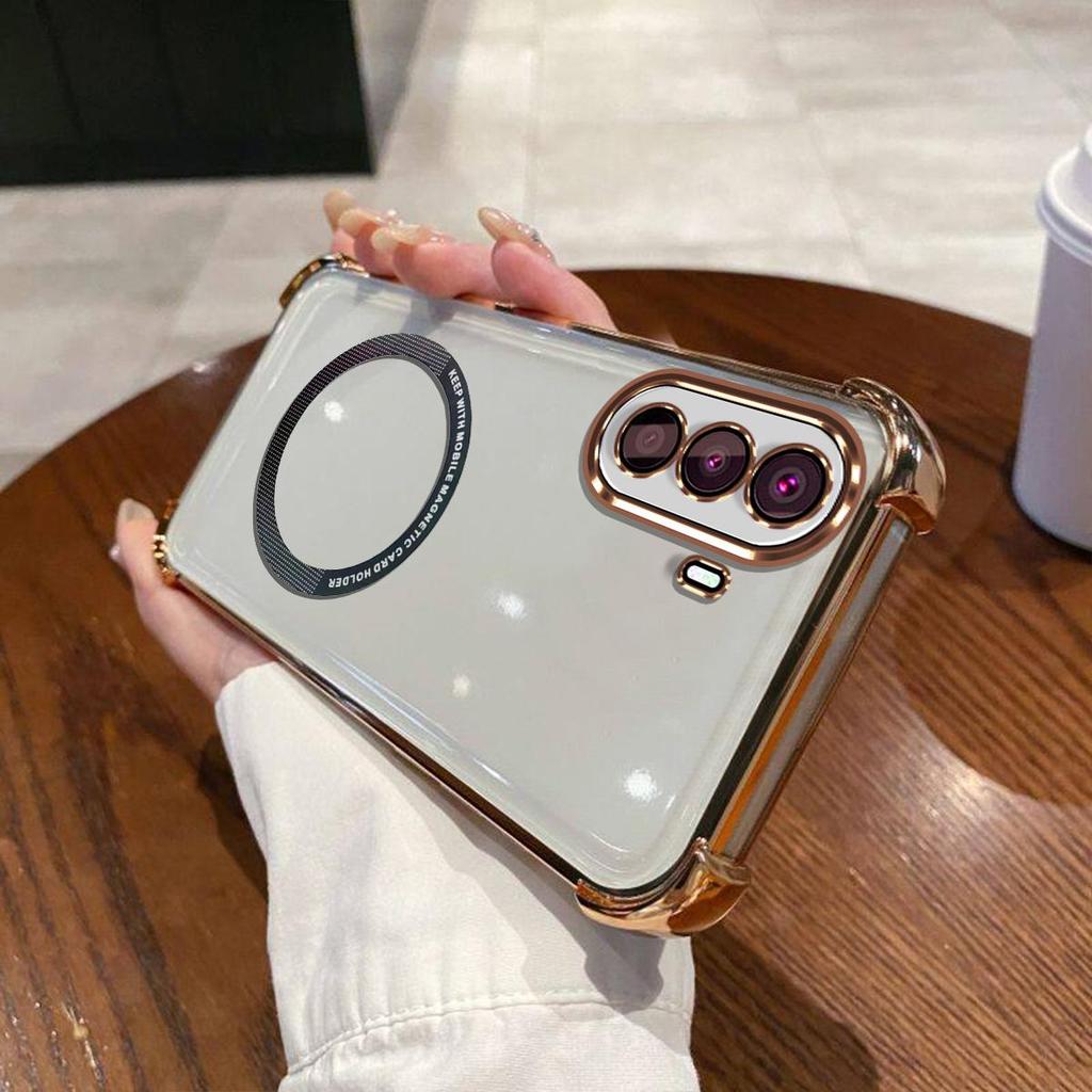 Case for HUAWEI Nova Y71,Nova Y70 Clear Magnetic Casing Electroplated Lens Frame Phone Cover