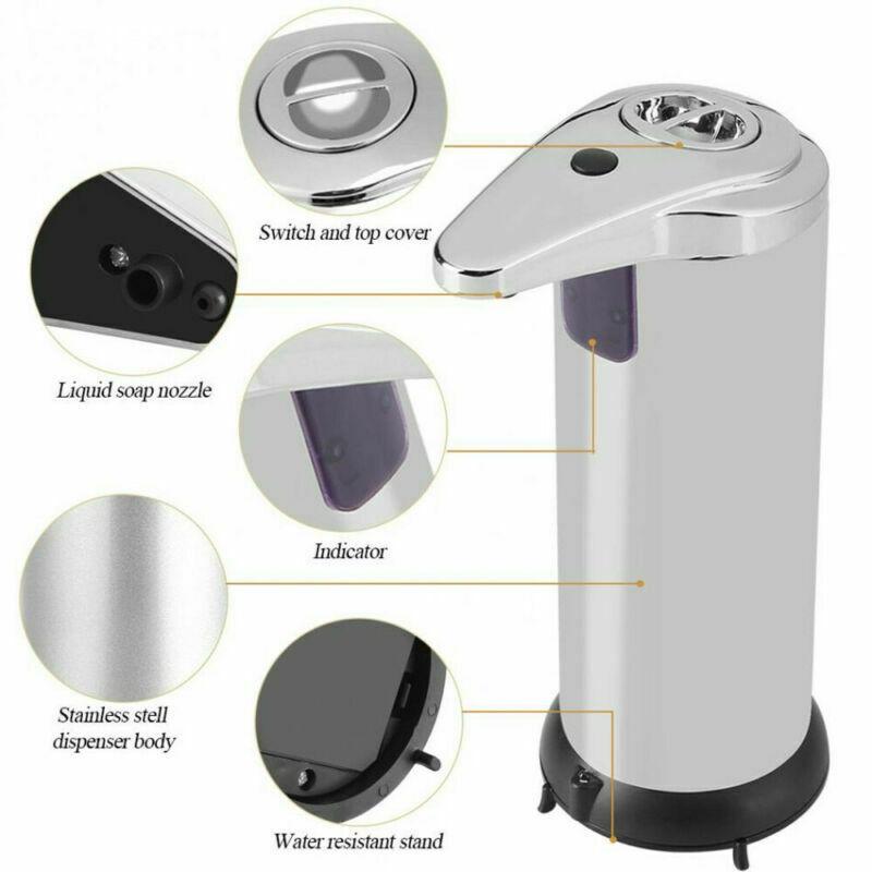 1Pcs 250ml Touchless Automatic Soap Dispenser Sanitizer Dispenser for Home Kitchen Office Bathroom Without Battery