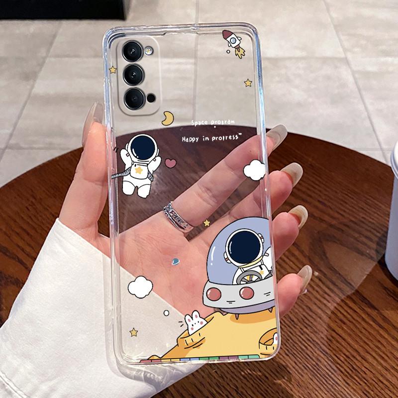 For OPPO Reno4 Case Reno 4 Pro 4G Coque Cases Clear Silicone Soft TPU Back Cover For Reno4 Pro 4G Cute Cat Dinasaur Phone Case