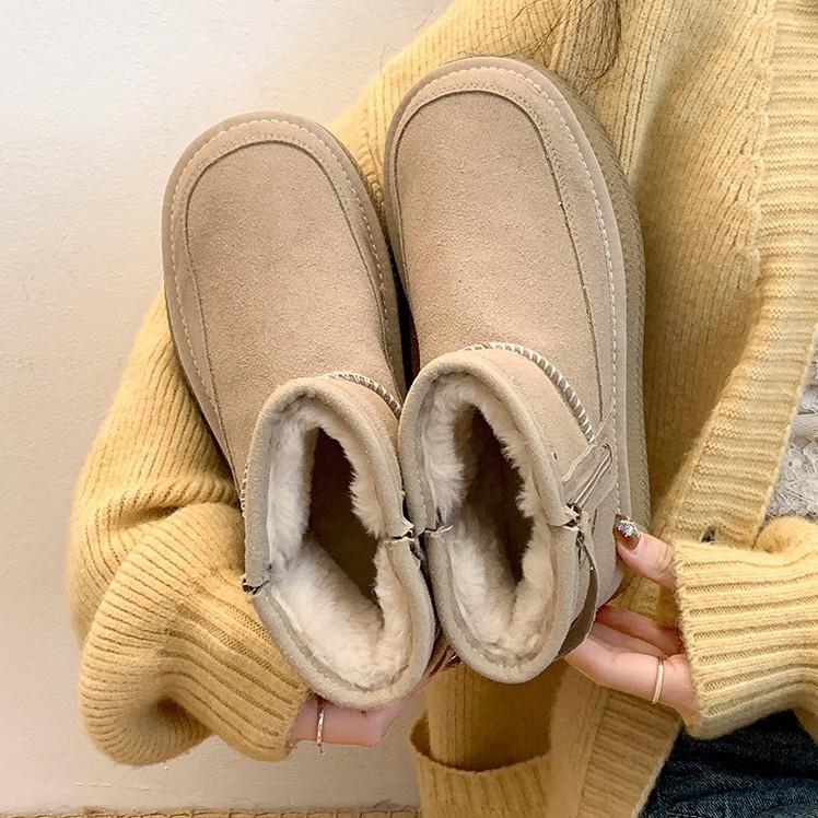 Northeast thick-soled thick zipper snow boots women's 2025 new winter velvet thickened warm non-slip cotton shoes