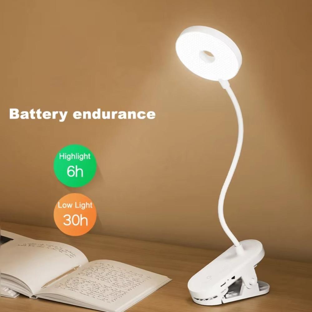 Durable Clip-On Desk Lamp Portable 1200 Mah LED Lamp Eye Protection Timed Stepless Dimming Book Light Home Office