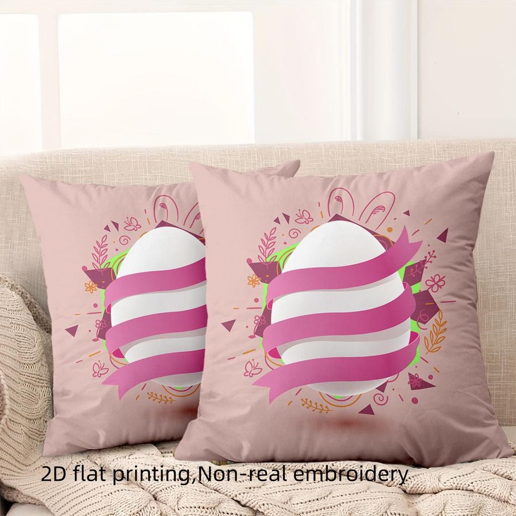 Easter-themed Pink Pillow with 2D Printed Bunny Egg Design Polyester pillowcase, sofa decorative cushion cov Headboard Pillow