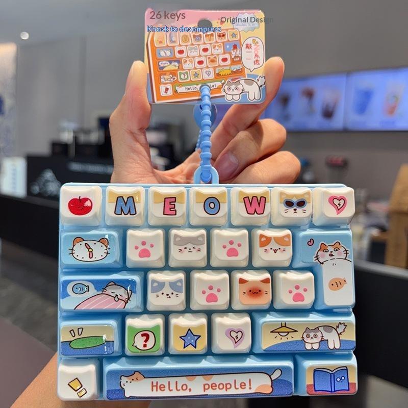 26 Key Keyboard Fidget Toy Stress Release Cute Backpack Pendant Gift for School Students