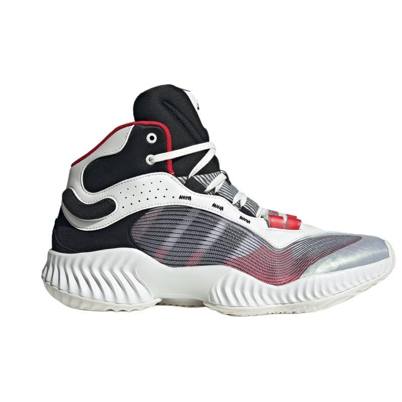 Adidas Cushioning Wear-Resistant Mid-Top Basketball Shoes Unisex White Red Sneakers JH8078