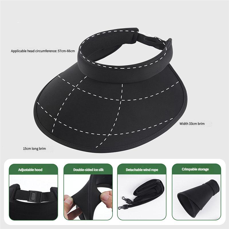

Кепка-козырек с двойным слоем, защита от УФ-лучей, шляпа от солнца с широкими полями, регулируемый головной убор, дышащая, для велоспорта, пеших прогулок, активного отдыха, летняя шляпа от солнца чёрный