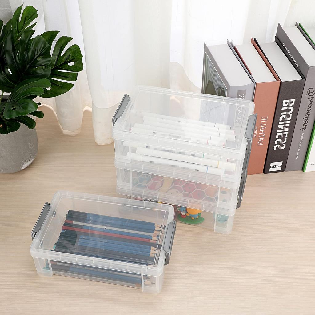 Sumnacon Multifunctional Pencil Pen Storage Space Storage Tool Small Item Storage with Pen Set of White Gray Case, Case, Case, Stackable, Saving,