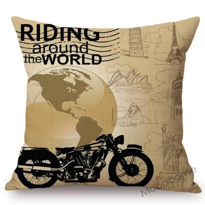 Retro Motorcycle Poster Art Letter Print Ride Your Way Home Decoration Throw Pillow Case Vintage Motor Bike Sofa Cushion Cover