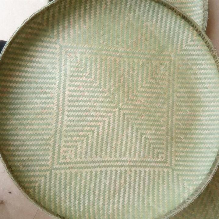 Large Round Bamboo Woven Winnowing Basket with Reinforced Deep Design for Household or Farmhouse Use.