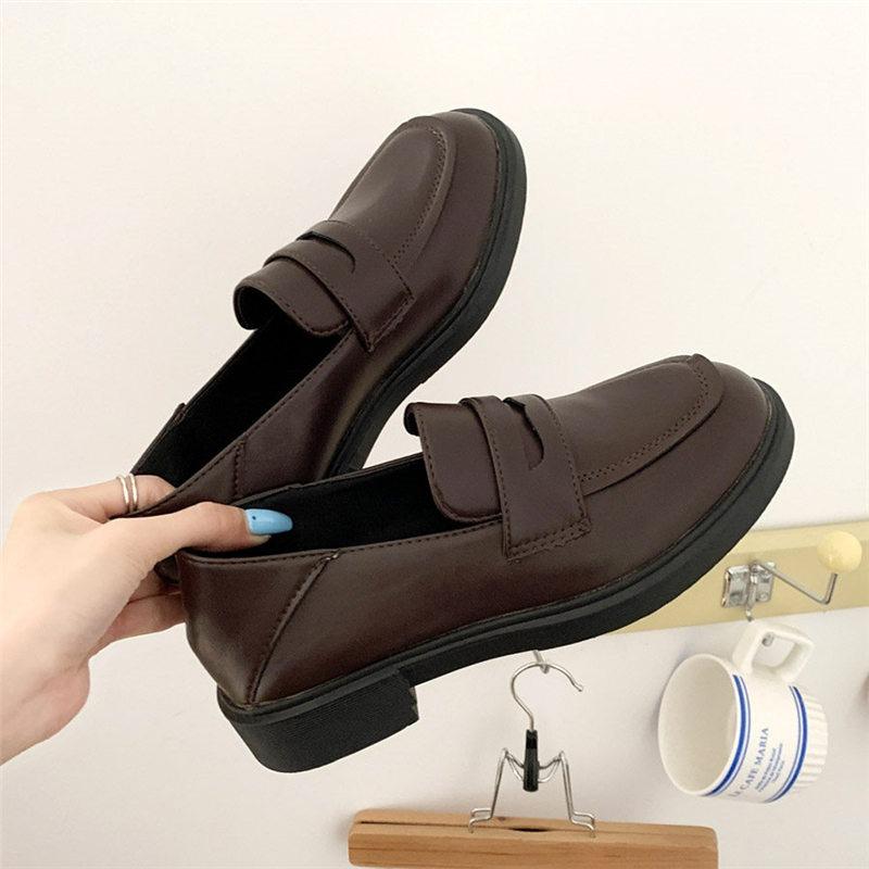 Maogu Women Leather Shoes Girls Japanese School Shoe College Gothic High Quality Loafers for Women Black 2024 Zapatos De Mujer