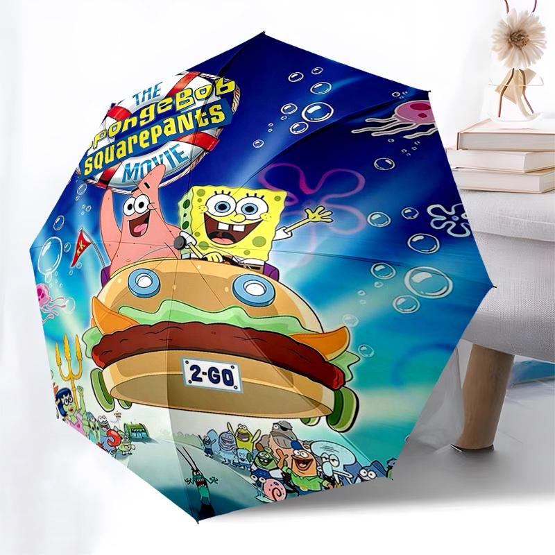 

1pc SpongeBob SquarePants Movie Umbrella - Automatic Opening & Closing, Portable 3-Fold Design with 8-Bone Iron Frame, Outdoor for Fans, Travelers, Ev