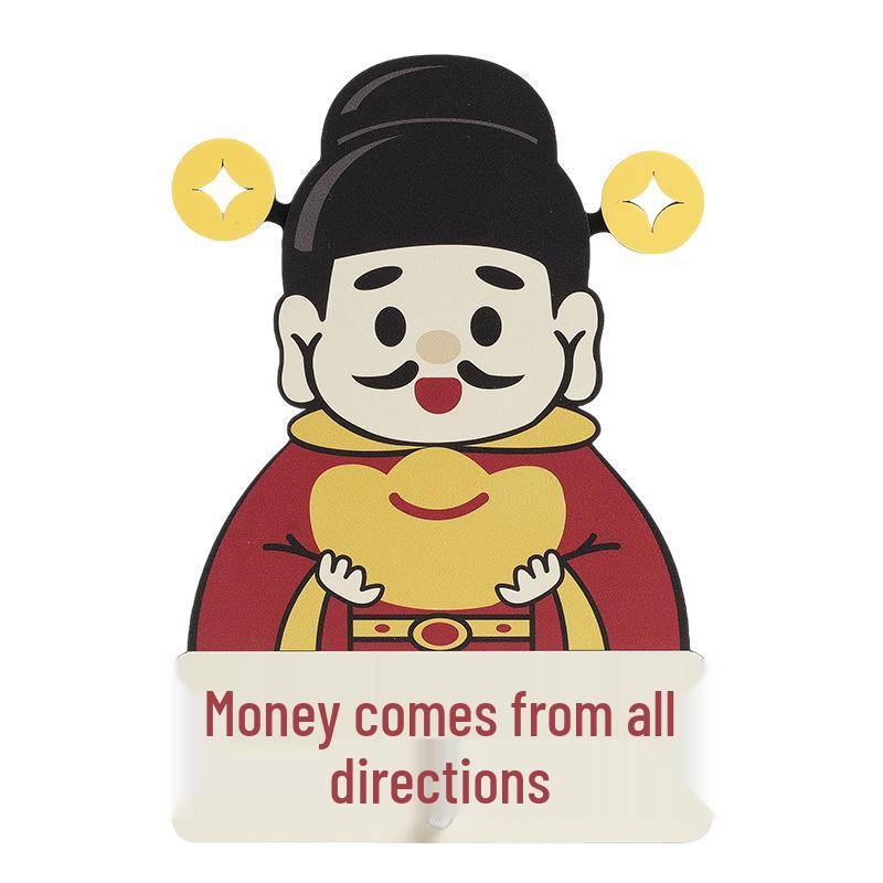 Wozoom Chinese Style God of Wealth Figurine Clock - Creative Housewarming Gift and Decoration