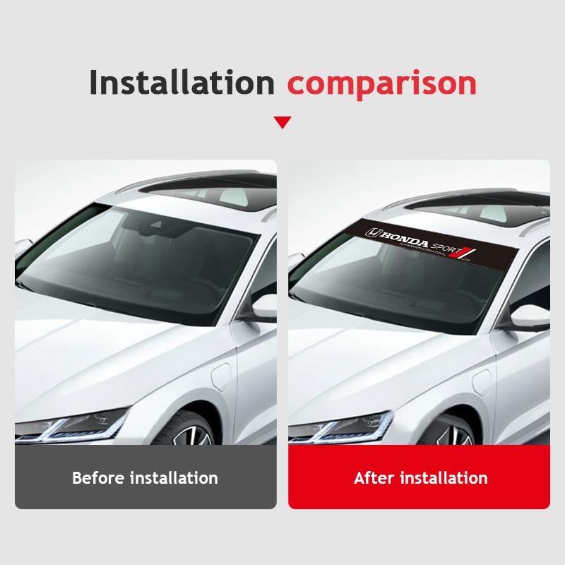 Car Front Rear Windshield Decoration Sticker For Honda Civic FIT Accord Prelude CRV 5th City CRZ CRX Jazz HRV Pilot Odyssey aja256