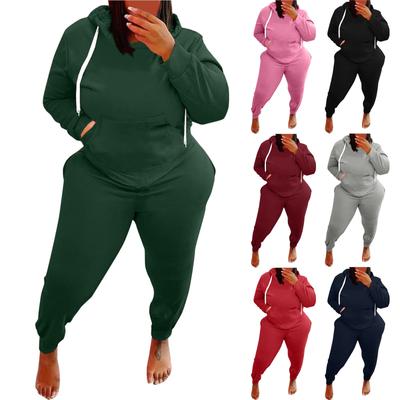 Women's Padded Drawstring Hooded Sweatshirt Long Sleeve Drawstring Trousers Piece Set