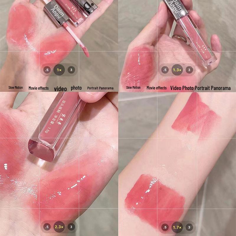 Affordable Non-Stick Lip Gloss: Double-Ended with Mirror, Hydrating Shine, No-Makeup Look, Whitening Effect