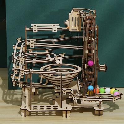 335 יחידות שיש ריצת סט פאזל עץ 3D מבוך DIY דגם אבן בניין ערכות הרכבה צעצועים חינוכיים לילדים מתנת גזע למבוגרים