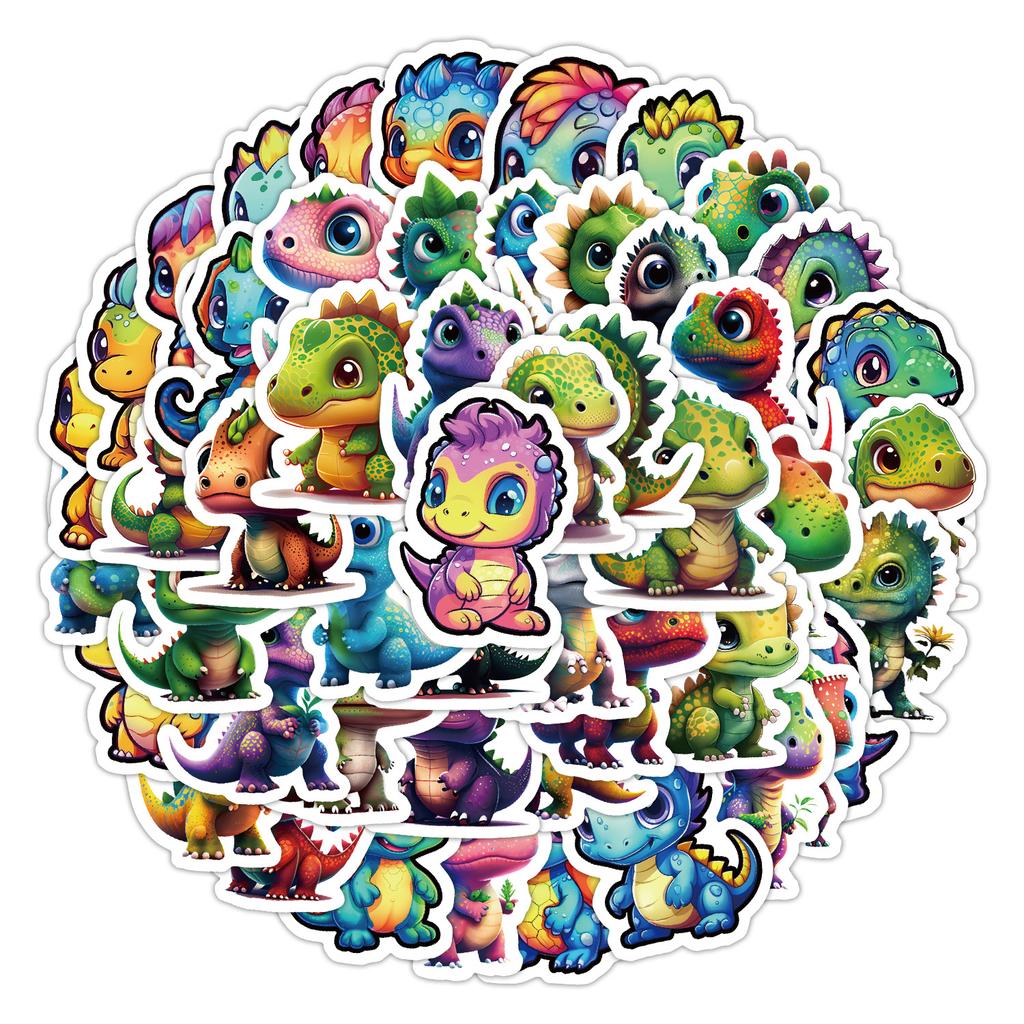 50 Cute Little Dinosaur Boy Children Cartoon Stickers Pencil Case Mobile Phone Computer DIY Waterproof Decorative Stickers