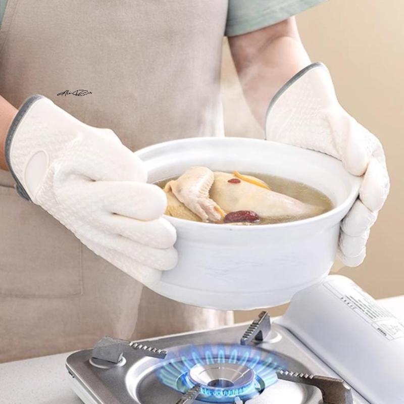 1Pc Anti-Scald Thickened Silicone Gloves Heat Resistant for Microwave Oven Baking BBQ Anti-Slip Heat Insulation Mitts