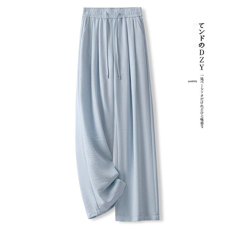 Spring/Summer 2025 Yamamoto Women's Textured Wide-Leg Draped Pants - Cool, Fashionable, Straight-Leg Design