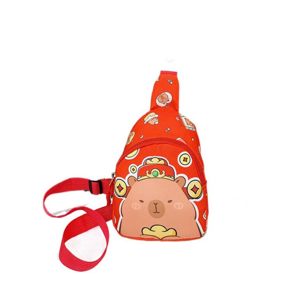 

Nylon Capybara Chest Bag Portable Kids Crossbody Bag Multifunctional Cartoon Shoulder Bag Children красный