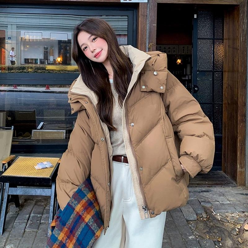 Down Padded Jacket Women's Autumn and Winter Thick Padded Jacket Fake Two-piece Short Padded Jacket