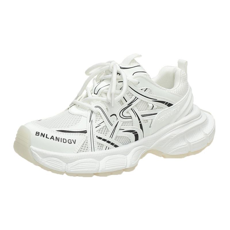

Дихаючі жіночі туфлі для тата, нові 2024 року, нові повсякденні спортивні легкі кросівки для бігу на товстій підошві. 40 білий