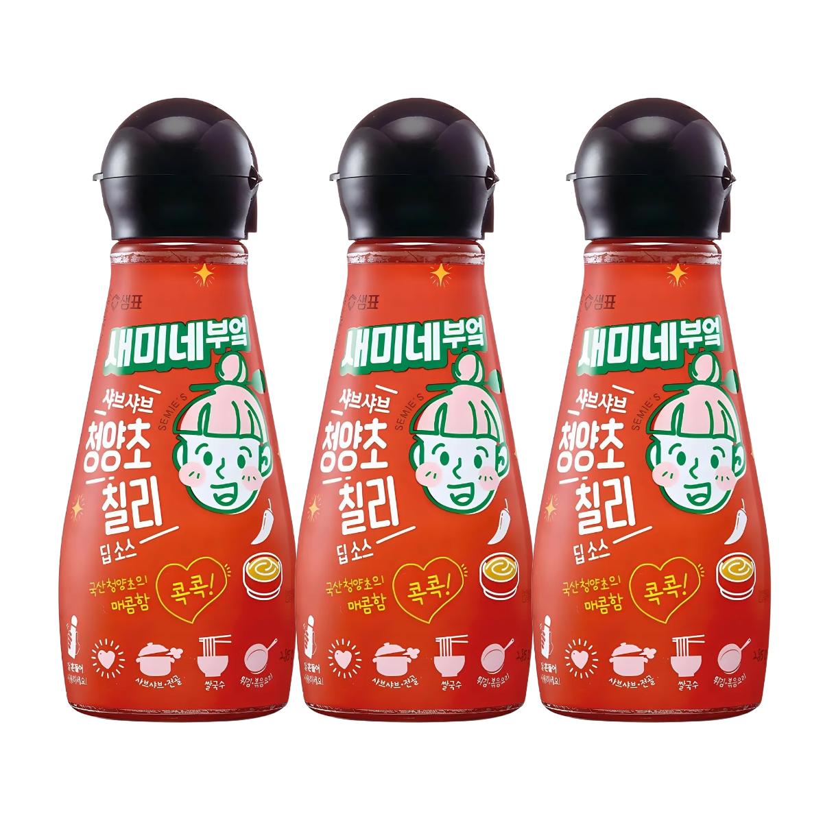 Sempio Semie's Kitchen Sauce d'accompagnement Shabu Shabu Piment Cheongyang Épicée Sucrée Condiment de Table 285g x 3 Bouteilles