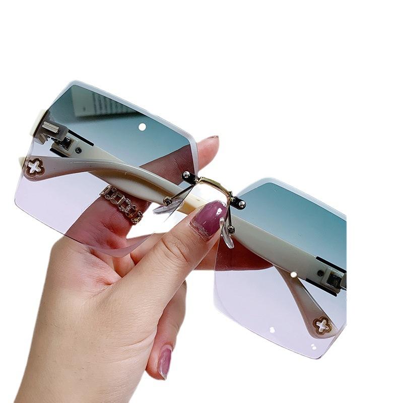 Trimmed Sunglasses Sunglasses Frameless Square Women'S High-End Trendy Glasses